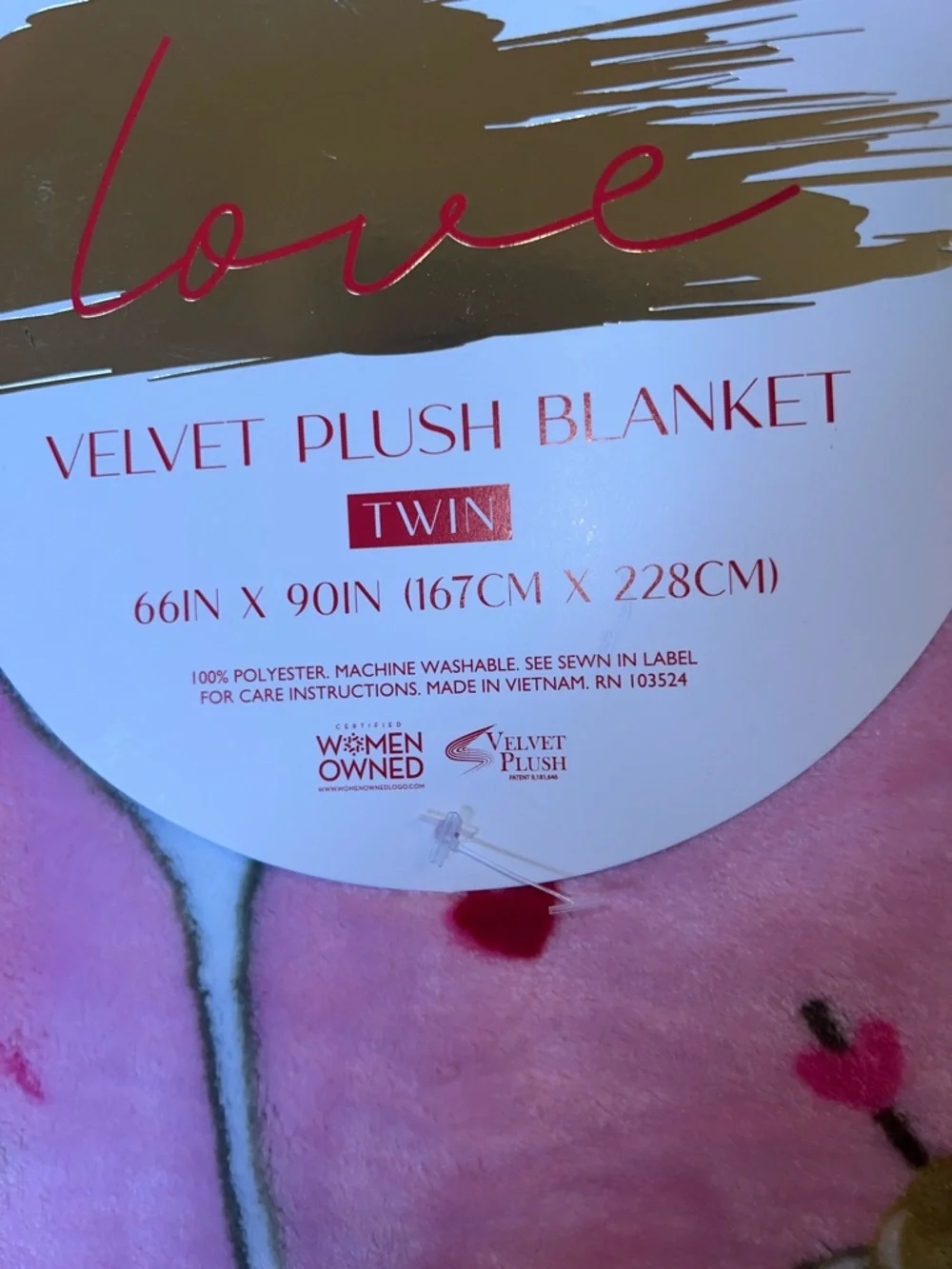 Love‎ Velvet Plush Blanket Twin Pink Martini Print 66x90 NWT